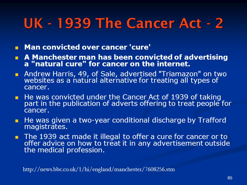 1939 Cancer Act Fraud